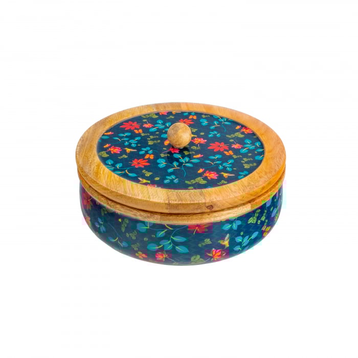 Cadou Craciun Recipient  cu capac  din lemn de mango Midnight [5]