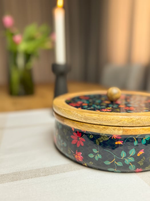 Cadou Craciun Recipient  cu capac  din lemn de mango Midnight [3]