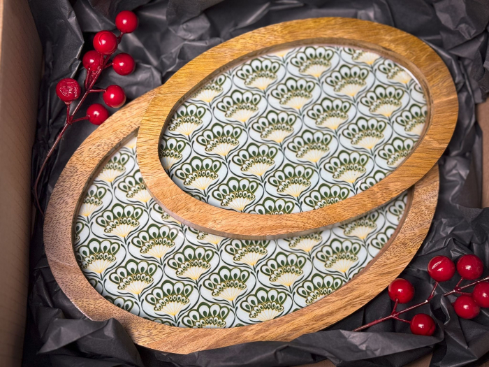 Set cadou 2 Platouri ovale din lemn de mango Emerald [1]