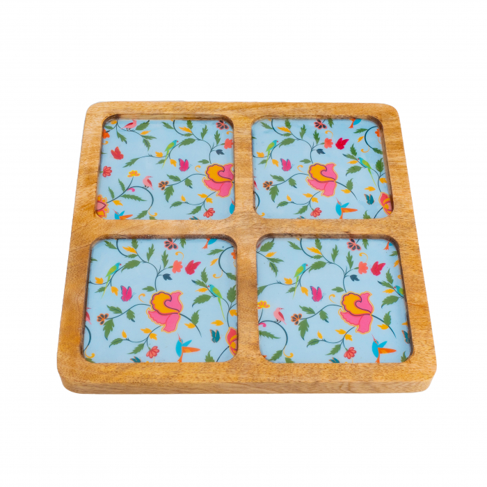 Platou din lemn de mango cu 4 compartimente SpringBlue [1]