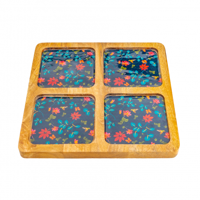 Platou din lemn de mango cu 4 compartimente Midnight [1]