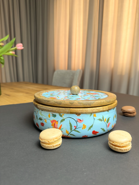 Recipient  cu capac  din lemn de mango SpringBlue [5]