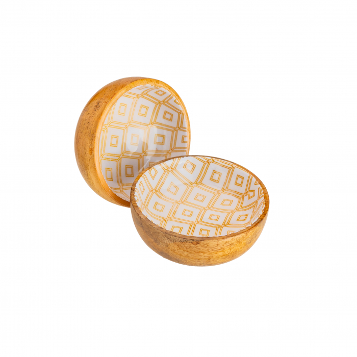 Set 2 boluri  mini din lemn de mango GeometricGlow [3]