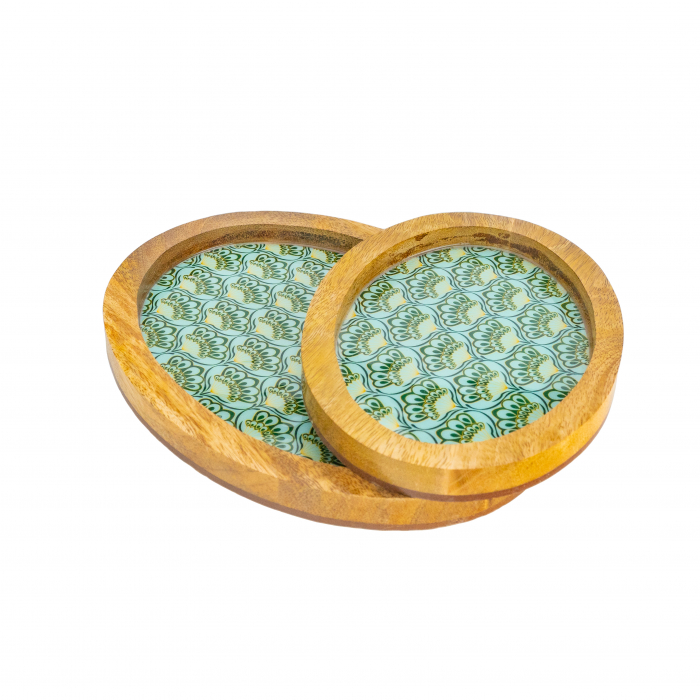 Set 2 Platouri ovale din lemn de mango Emerald [1]
