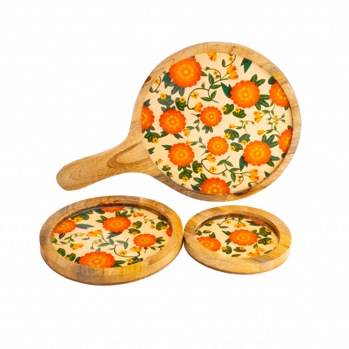 Set 3 Platouri din lemn de mango Joyful [3]