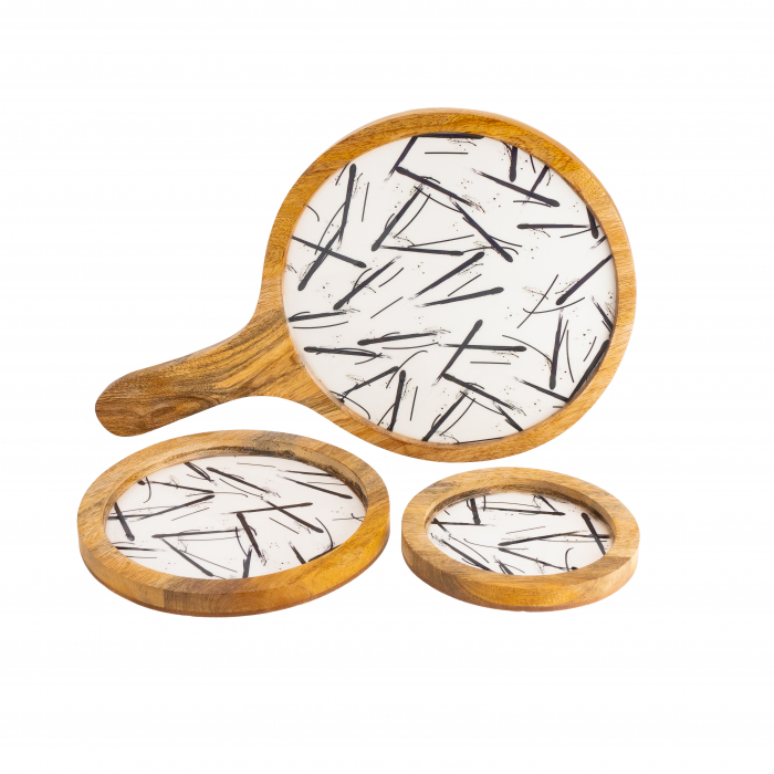 Set 3 Platouri din lemn de mango Minimalist [3]