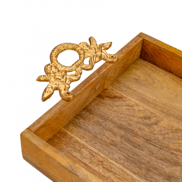 Tava din lemn de mango cu manere din fier Majestic [3]