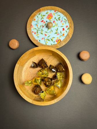 Cadou Craciun Recipient  cu capac  din lemn de mango SpringBlue [2]