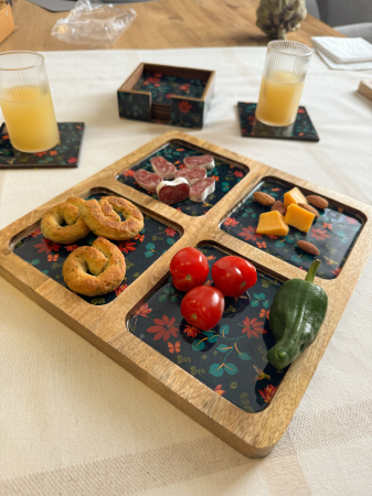 Platou din lemn de mango cu 4 compartimente Midnight [3]