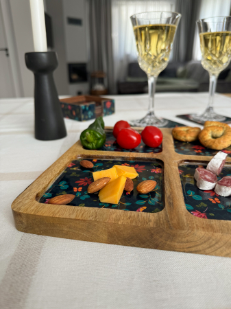 Platou din lemn de mango cu 4 compartimente Midnight [4]