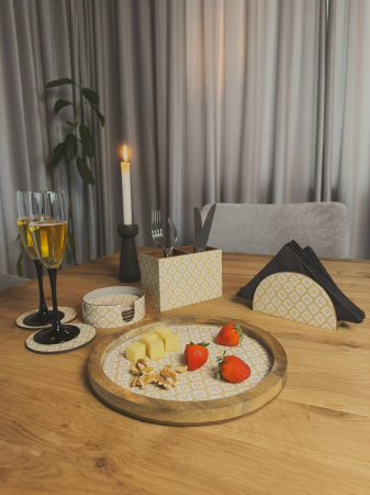 Platou rotund din lemn de mango GeometricGlow [2]