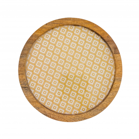 Platou rotund din lemn de mango GeometricGlow [1]