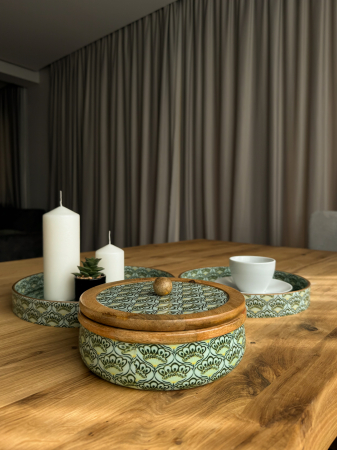 Recipient  cu capac  din lemn de mango Emerald [3]