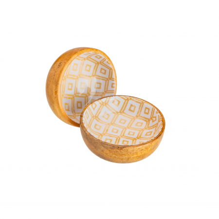 Set 2 boluri  mini din lemn de mango GeometricGlow [2]