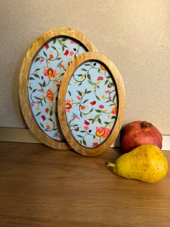 Set 2 Platouri ovale din lemn de mango SpringBlue [2]