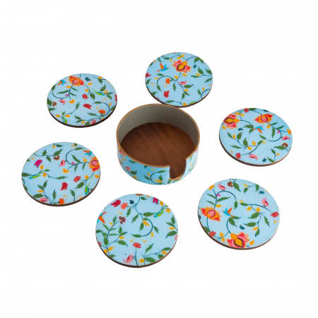 Set 6 suporturi de pahare rotunde SpringBlue [1]