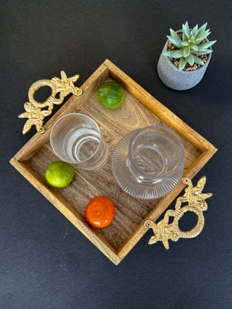 Tava din lemn de mango cu manere din fier Majestic [3]