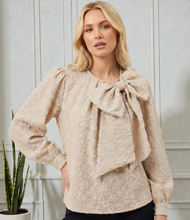 Bluza Eleganta cu Funda Gigant si Textura Florala S-XL [6]