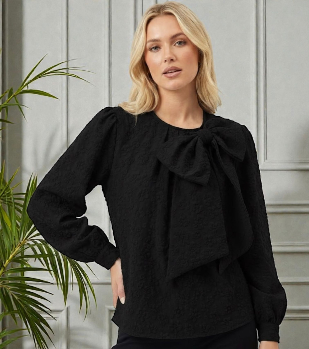 Bluza Eleganta cu Funda Gigant si Textura Florala S-XL [2]