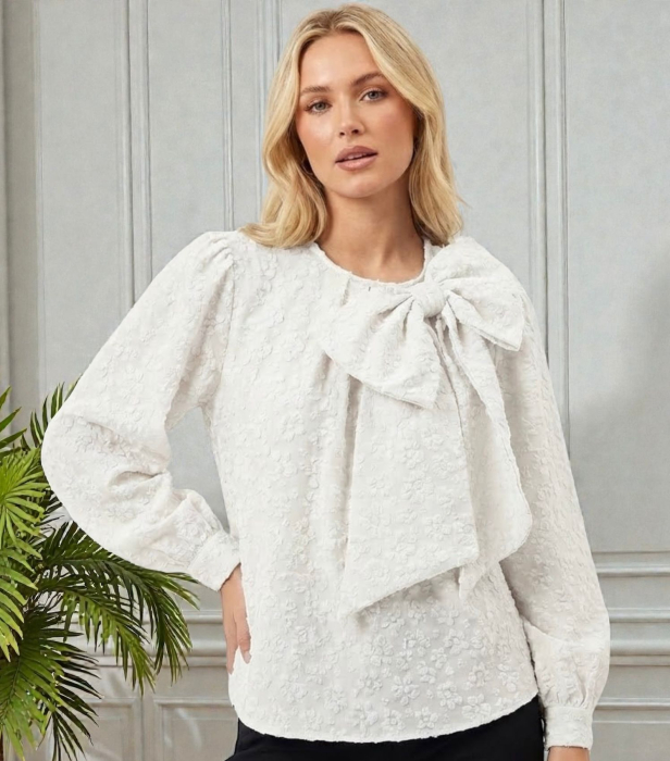 Bluza Eleganta cu Funda Gigant si Textura Florala S-XL [7]