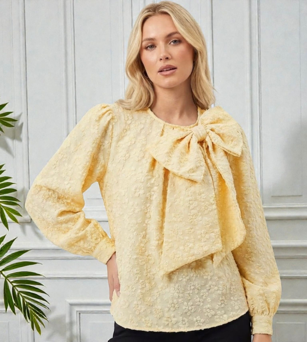 Bluza Eleganta cu Funda Gigant si Textura Florala S-XL [5]