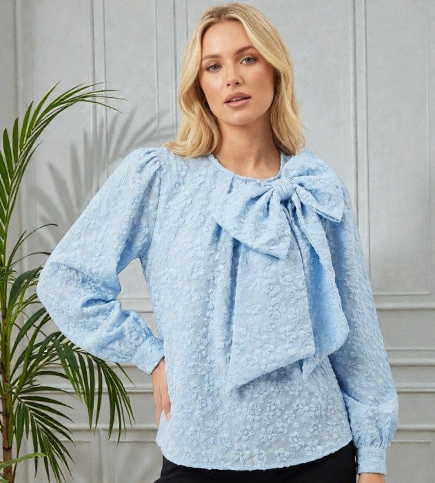 Bluza Eleganta cu Funda Gigant si Textura Florala S-XL [3]