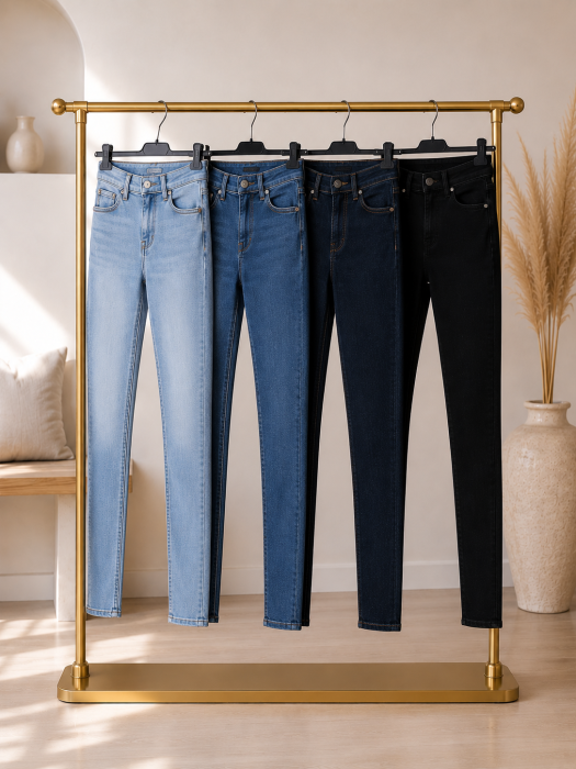 Blugi skinny dama cu talie inalta din bumbac - model clasic [4]