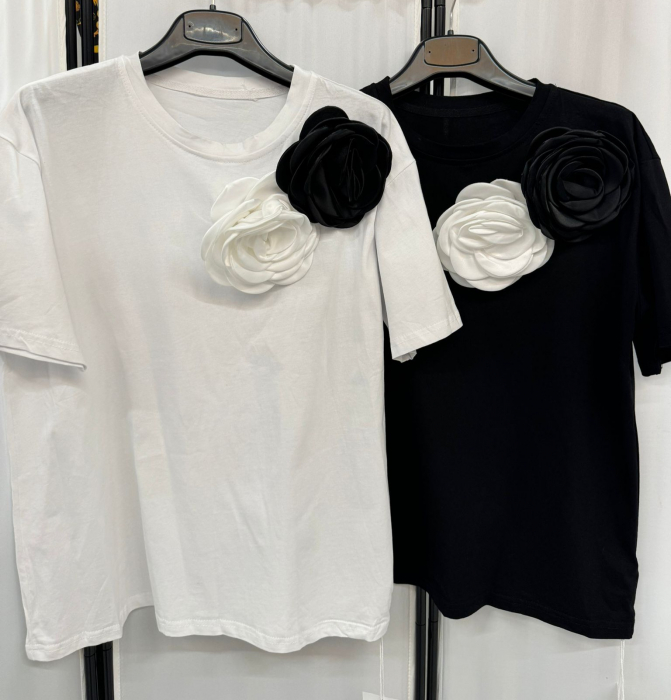 Bluza dama ornata cu 2 trandafiri - Flower - alb [6]