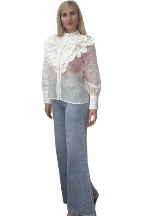 Bluza dama cu volane din dantela si broderie - Maya [5]