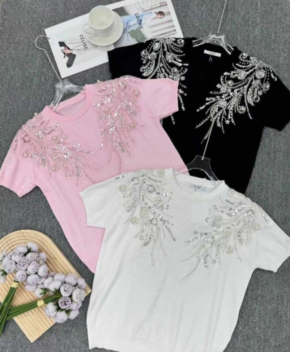 Bluza Dama cu Strasuri - Sunnyside - Maneca scurta [3]