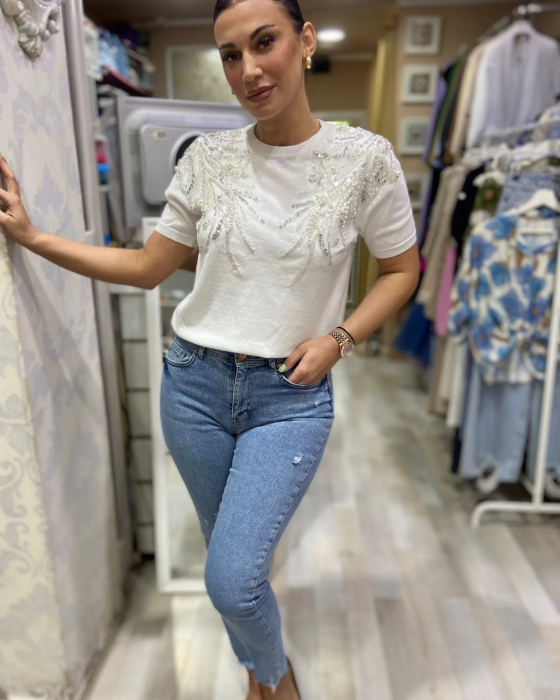 Bluza Dama cu Strasuri - Sunnyside - Maneca scurta [4]