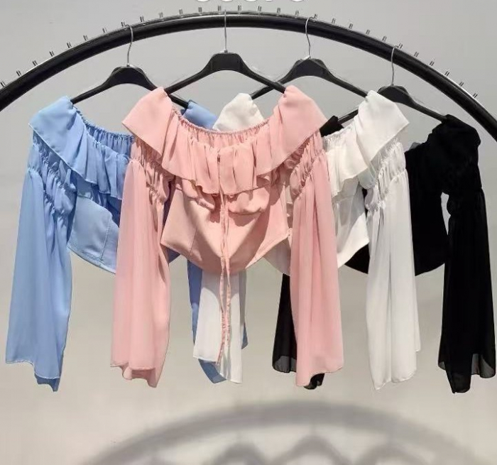 Bluza dama cu umerii goi snur si maneci bufante - ST19D1 [2]