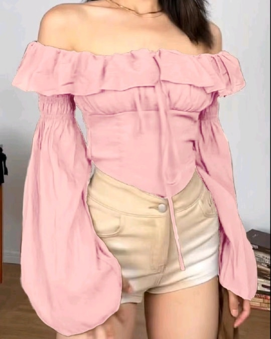 Bluza dama cu umerii goi snur si maneci bufante - ST19D1 [1]