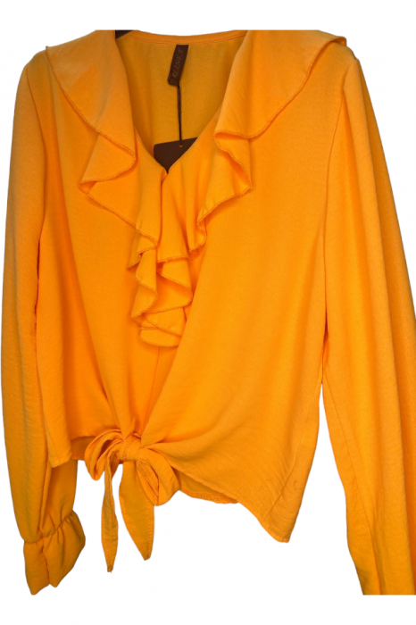 Bluza dama cu volane si funda in talie - Jolie - orange [10]