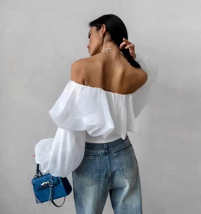 Bluza dama cu umerii goi si maneci bufante - ST19D1 [6]