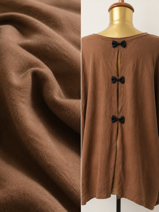 Bluza dama lejera din viscoza maro cu croi oversized si detalii decorative la spate [3]