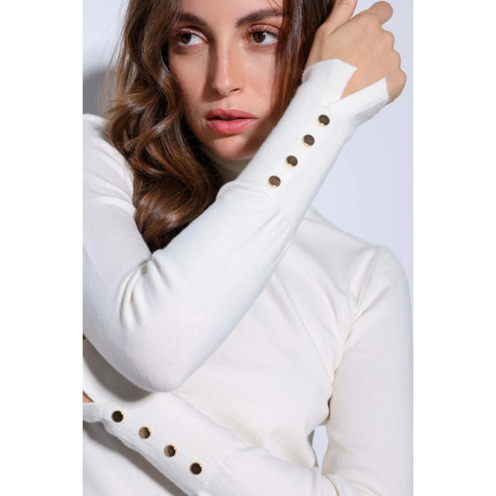 Bluza dama Maleta Tricot Fin, maneca lunga, Nasturi aurii [2]