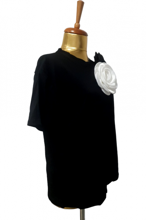 Bluza dama ornata cu 2 trandafiri - Flower - negru [4]