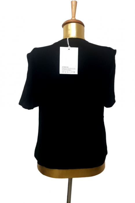 Bluza dama ornata cu trandafir rosu - Flower - negru [5]
