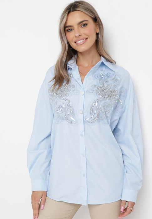Bluza dama ornata cu strasuri - Jewels- bleu [1]