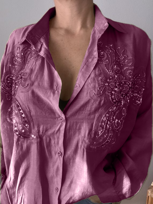 Bluza dama ornata cu strasuri - Jewels- fucsia [2]