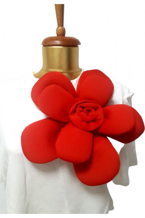 Bluza dama ornata cu trandafir rosu - Flower - alb [3]