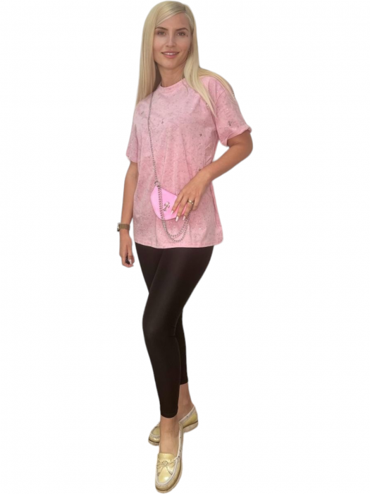 Bluza dama pepit cu Geanta cadou si aplicații  - roz [9]