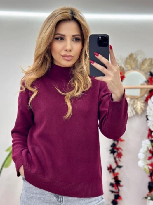 Bluza dama tricot extrafin cu guler inalt, talie universala – model elegant si versatil [5]