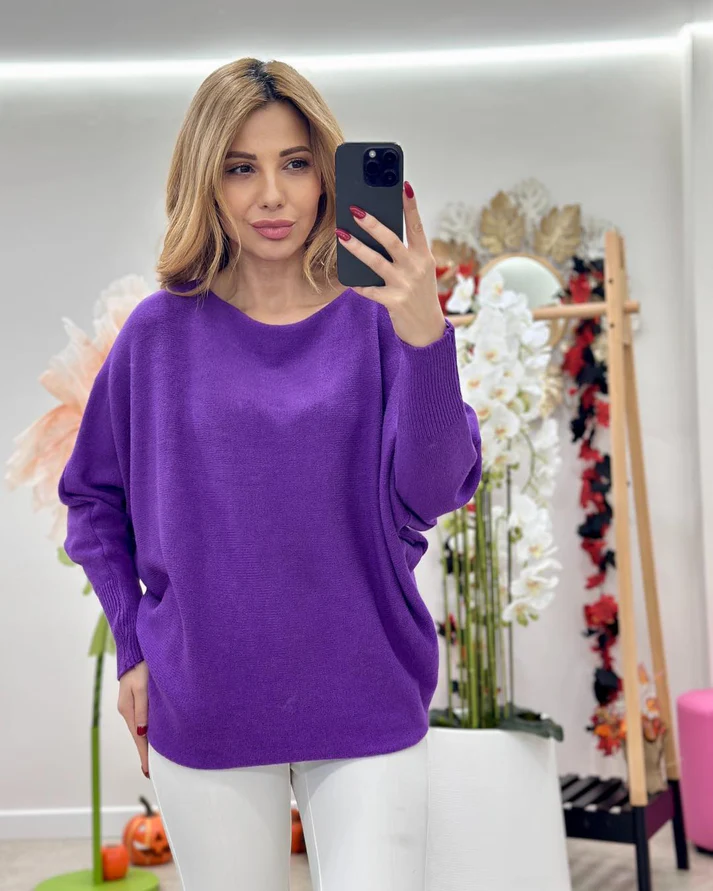 Bluza dama tricot extrafin lejer oversize, talie universala XS-2XL [4]