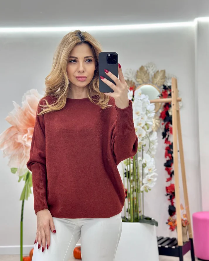 Bluza dama tricot extrafin lejer oversize, talie universala XS-2XL [9]