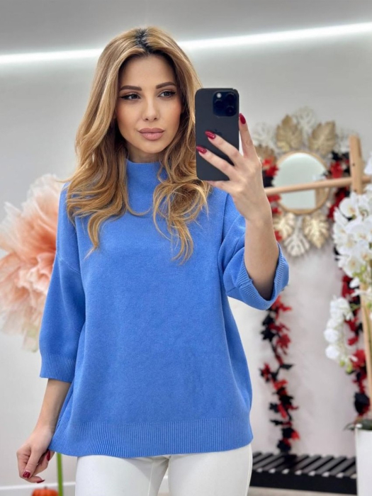 Bluza dama tricot extrafin, maneca trei sferturi, casual-eleganta, marime universala [4]