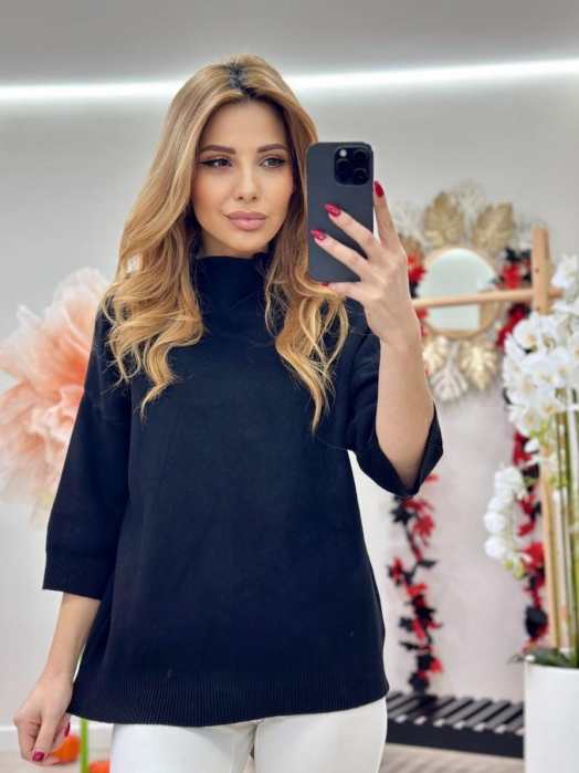 Bluza dama tricot extrafin, maneca trei sferturi, casual-eleganta, marime universala [2]