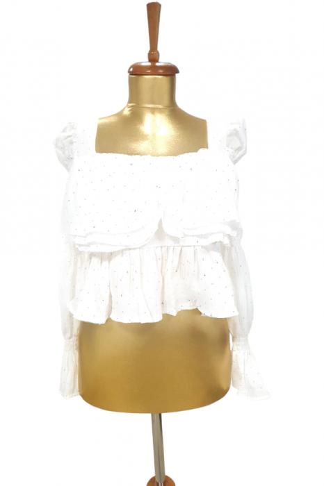 Bluza dama volane si strasuri Camille - alb [2]
