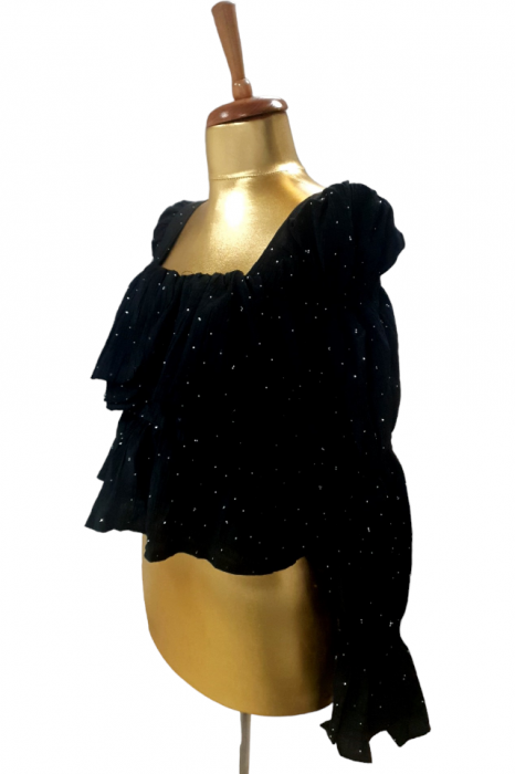 Bluza dama volane si strasuri Camille - negru [4]
